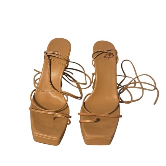 Size 9.5 Jeffery Campbell Platform Primadonna Lace Up Nude Wrap Heel - Picture 4 of 5